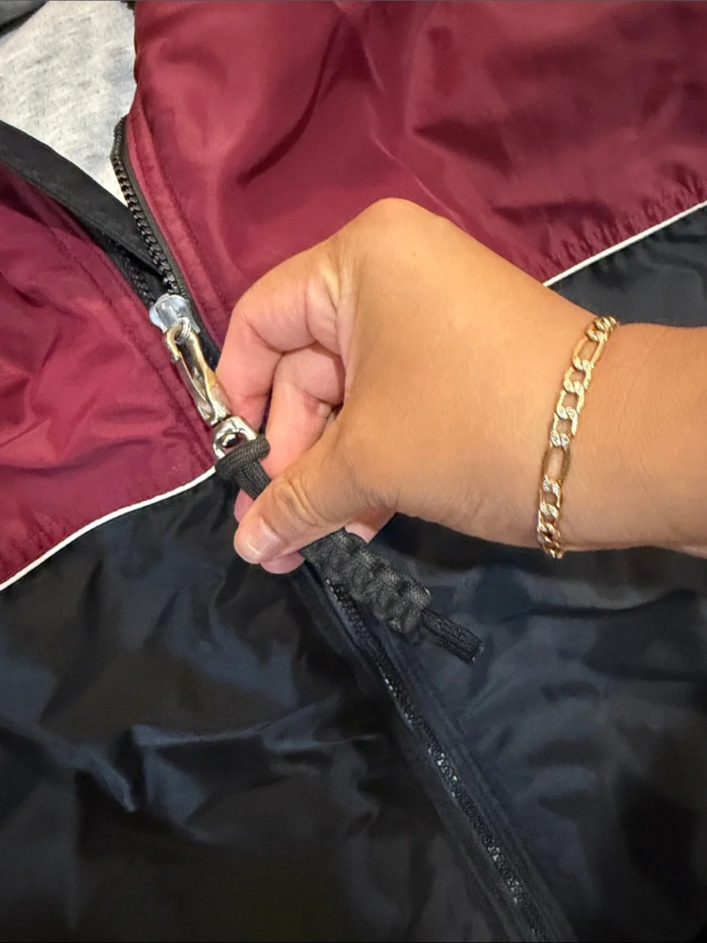 Vintage Nike Men’s Hooded Colorblock Windbreaker Jacket - Maroon & Black